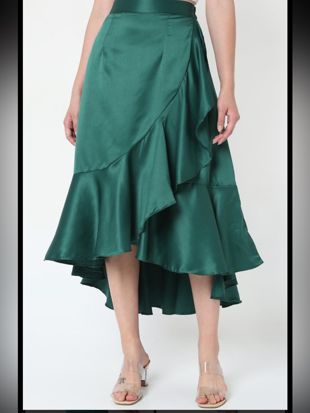 Emerald Green Maxi Length Wrap Skirt